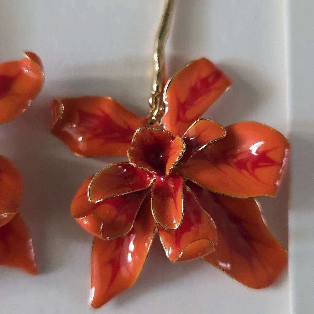 ZARA Stem Flower Earrings - Picture 8 of 15